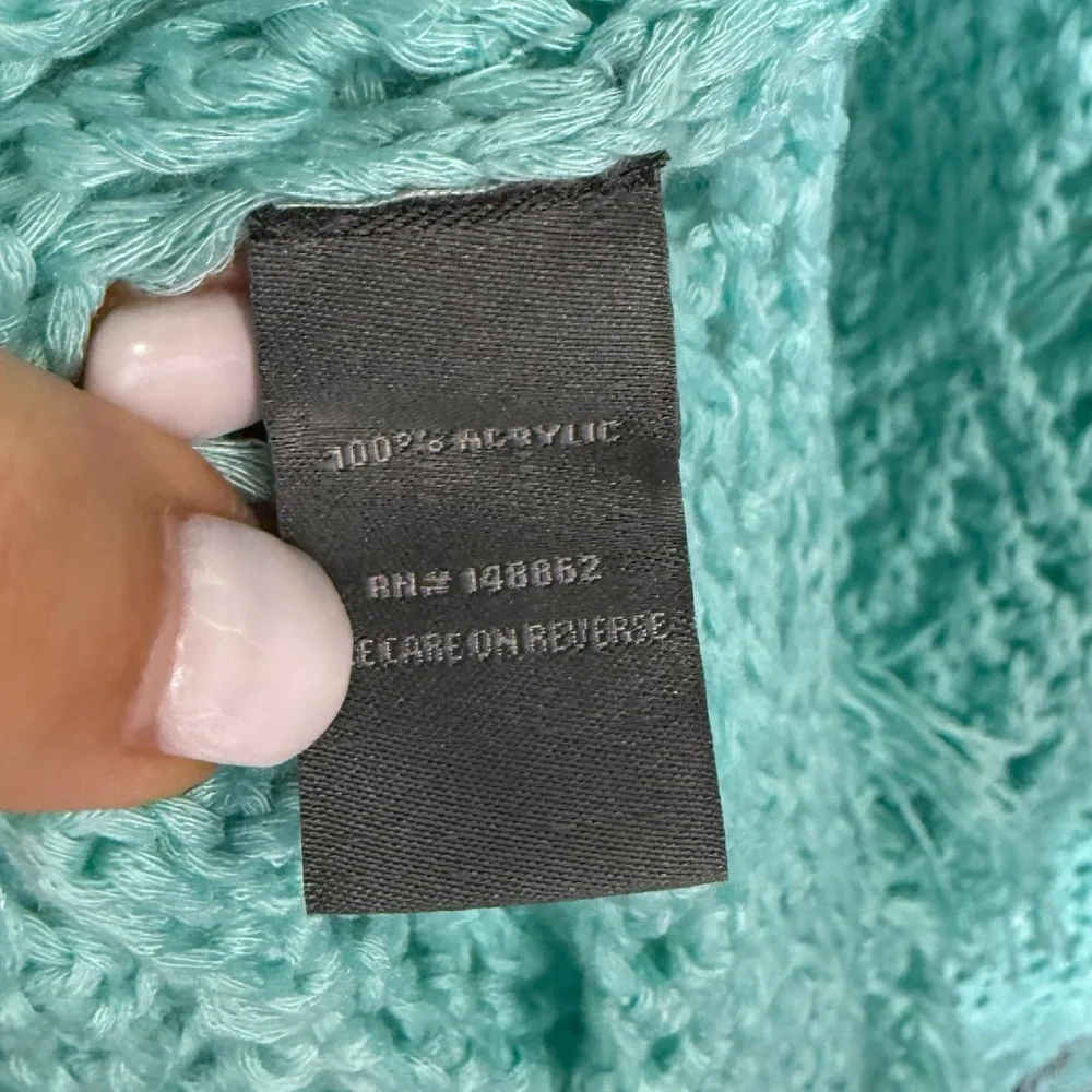 Torrid Crochet Knit Fringe Coverup Dress Size 1X Mint Blue Beach Boho Vacation - Picture 12 of 14